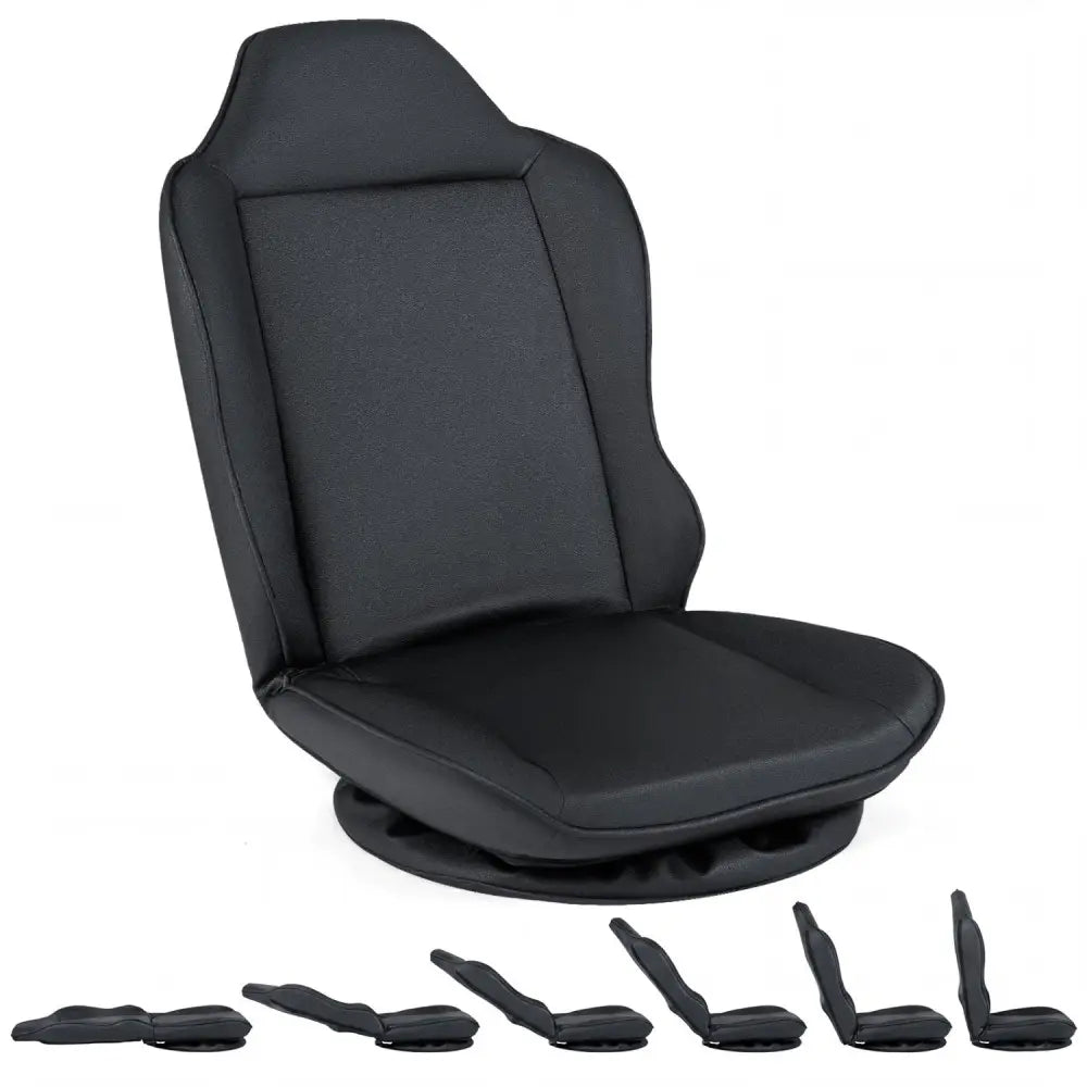 360° Swivel Floor Gaming Chair with 5-Level Adjustable Backrest-Black - Black - Gaming Chairs