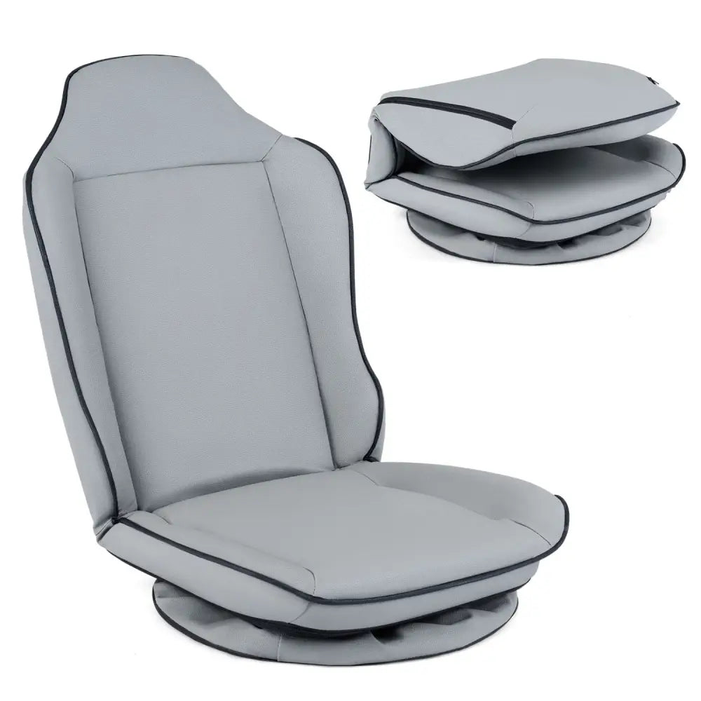 360° Swivel Floor Gaming Chair with 5-Level Adjustable Backrest-Gray - Gray - Gaming Chairs
