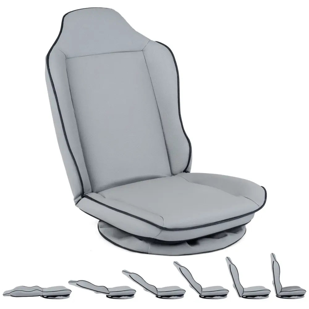 360° Swivel Floor Gaming Chair with 5-Level Adjustable Backrest-Gray - Gray - Gaming Chairs