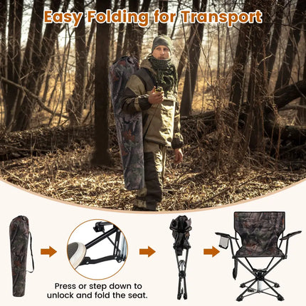360° Swivel Hunting Chair Portable Foldable Hunting Chair Set of 2-Camo - Camouflage - Outdoor