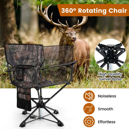 360° Swivel Hunting Chair Portable Foldable Hunting Chair Set of 2-Camo - Camouflage - Outdoor