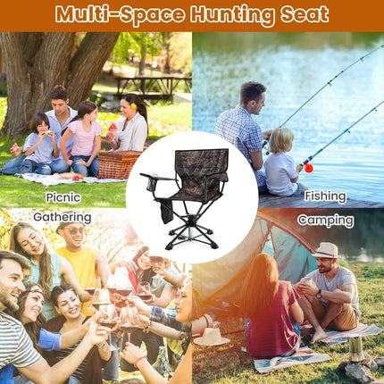 360° Swivel Hunting Chair Portable Foldable Hunting Chair Set of 2-Camo - Camouflage - Outdoor