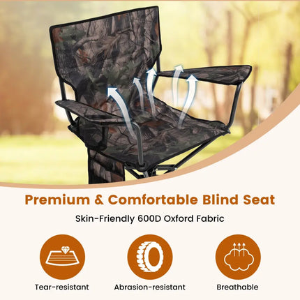 360° Swivel Hunting Chair Portable Foldable Hunting Chair Set of 2-Camo - Camouflage - Outdoor