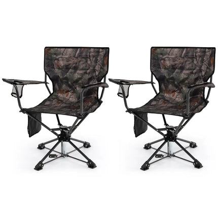 360° Swivel Hunting Chair Portable Foldable Hunting Chair Set of 2-Camo - Camouflage - Outdoor
