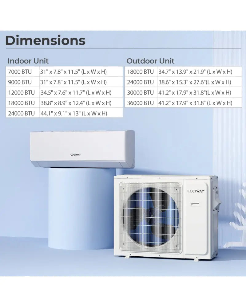 36000 BTU 4 Zone 23 SEER2 Mini Split Air Conditioner Wifi Enabled with Heat Pump-7K + 7K + 7K + 9K - White - 4 Zone