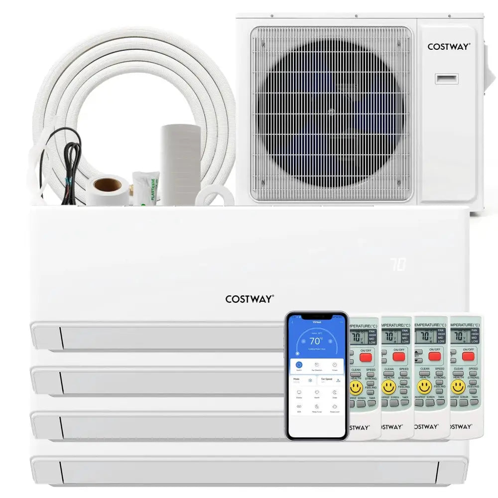 36000 BTU 4 Zone 23 SEER2 Mini Split Air Conditioner Wifi Enabled with Heat Pump-7K + 7K + 7K + 7K Costway