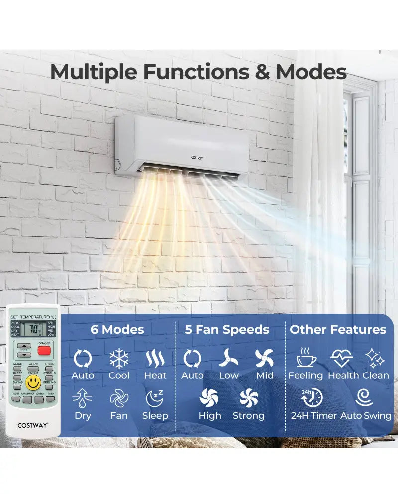 36000 BTU 4 Zone 23 SEER2 Mini Split Air Conditioner Wifi Enabled with Heat Pump-7K + 7K + 7K + 9K - White - 4 Zone