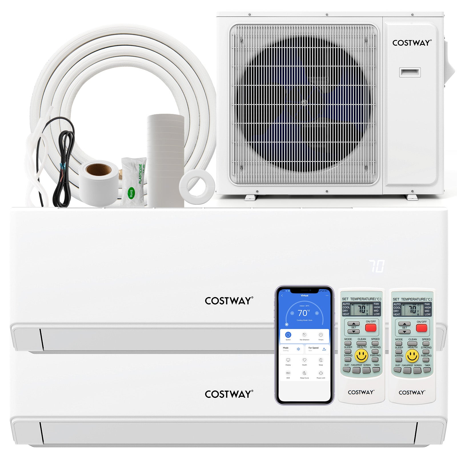 36000 BTU 2 Zone 23 SEER2 Mini Split Air Conditioner Wifi Enabled with Heat Pump-7K + 24K