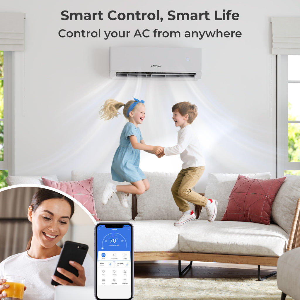36000 BTU 2 Zone 23 SEER2 Mini Split Air Conditioner Wifi Enabled with Heat Pump-7K + 24K