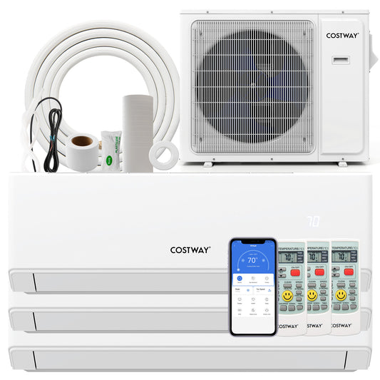 36000 BTU 3 Zone 23 SEER2 Mini Split Air Conditioner Wifi Enabled with Heat Pump-9K + 12K + 24K