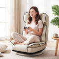 360 Degree Swivel Floor Gaming Chair with 6-Position Adjustable Backrest and Sponge Filling-Beige