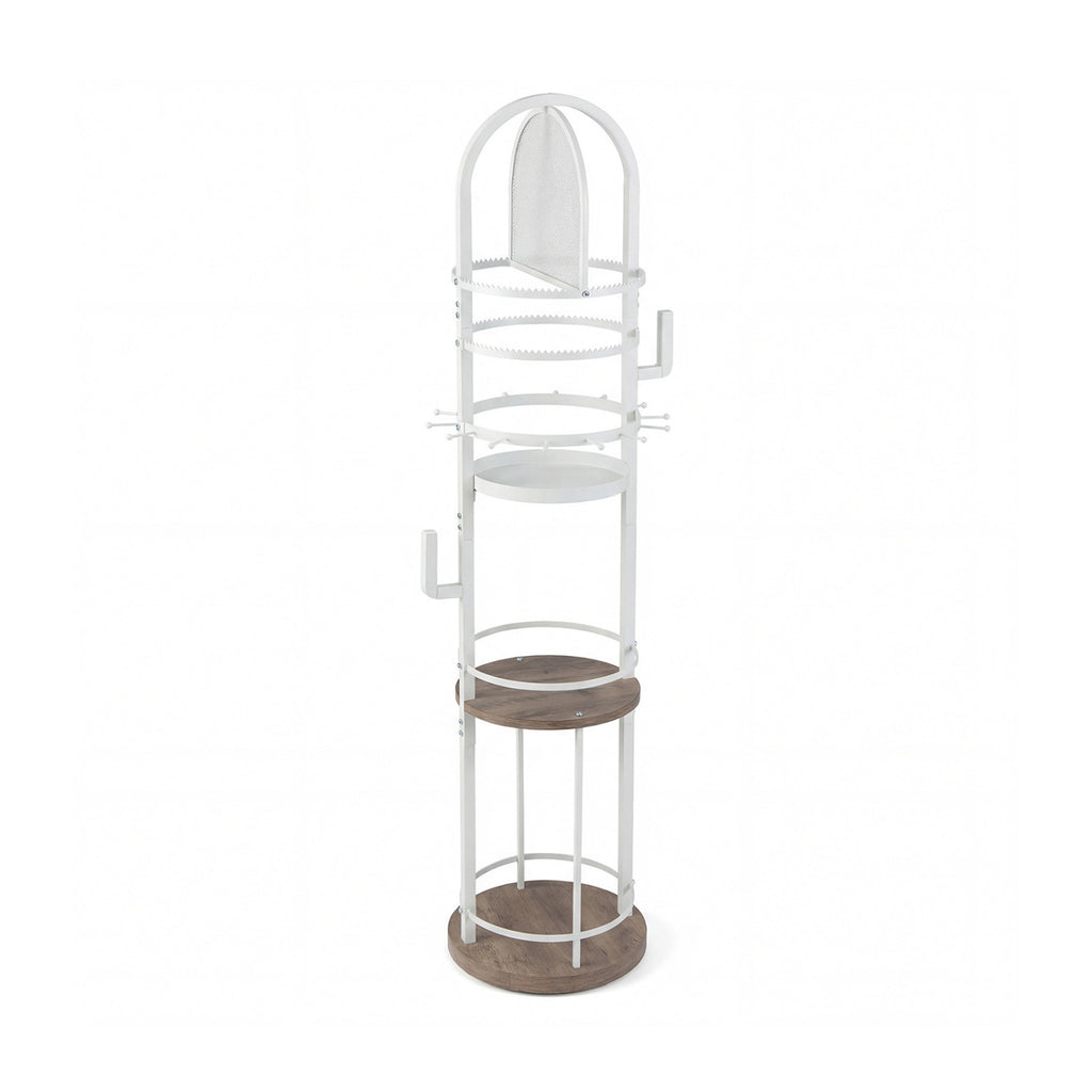 360° Rotating Floor Jewelry Storage Rack with 3 Shelves-Gray