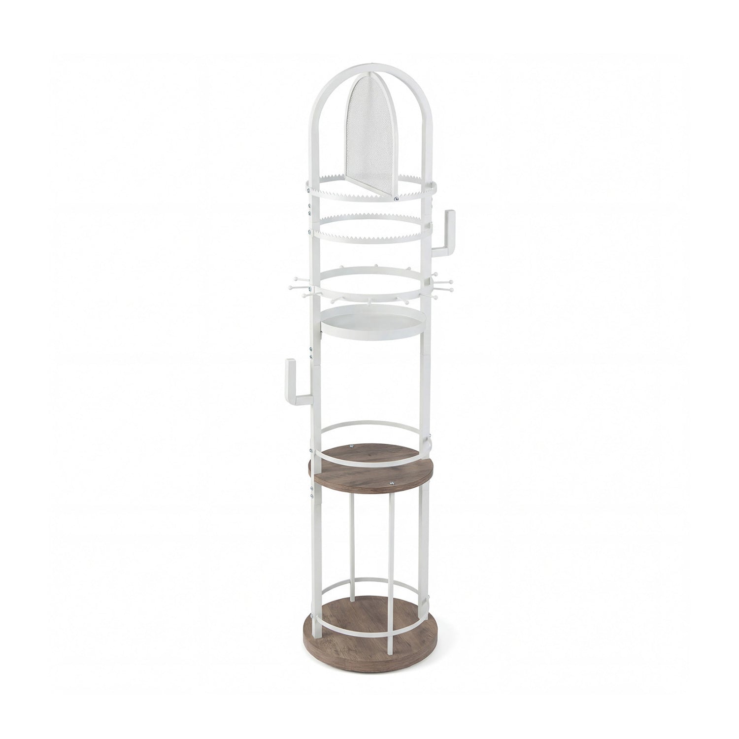 360° Rotating Floor Jewelry Storage Rack with 3 Shelves-Gray