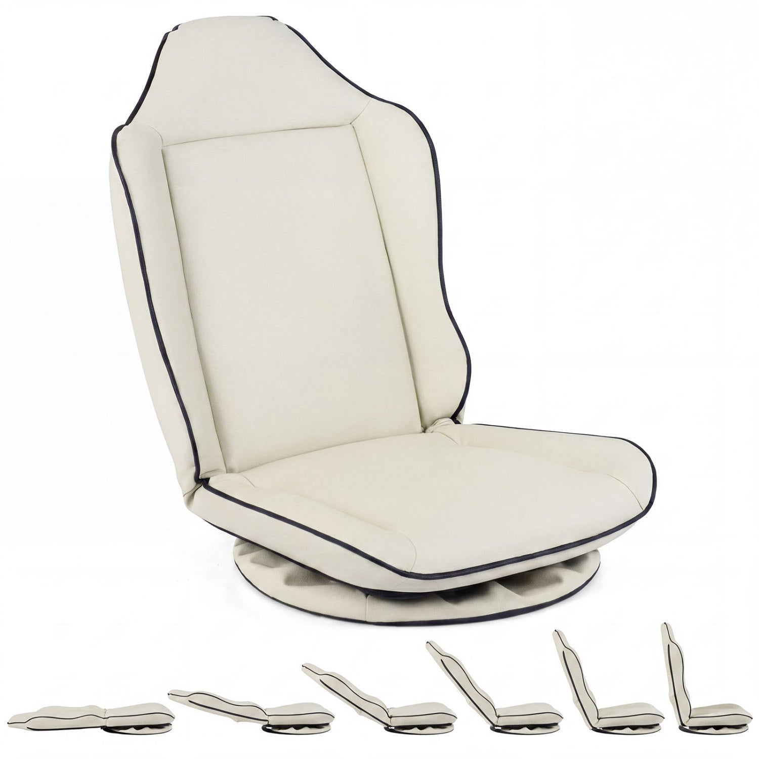 360° Swivel Floor Gaming Chair with 5-Level Adjustable Backrest-Beige