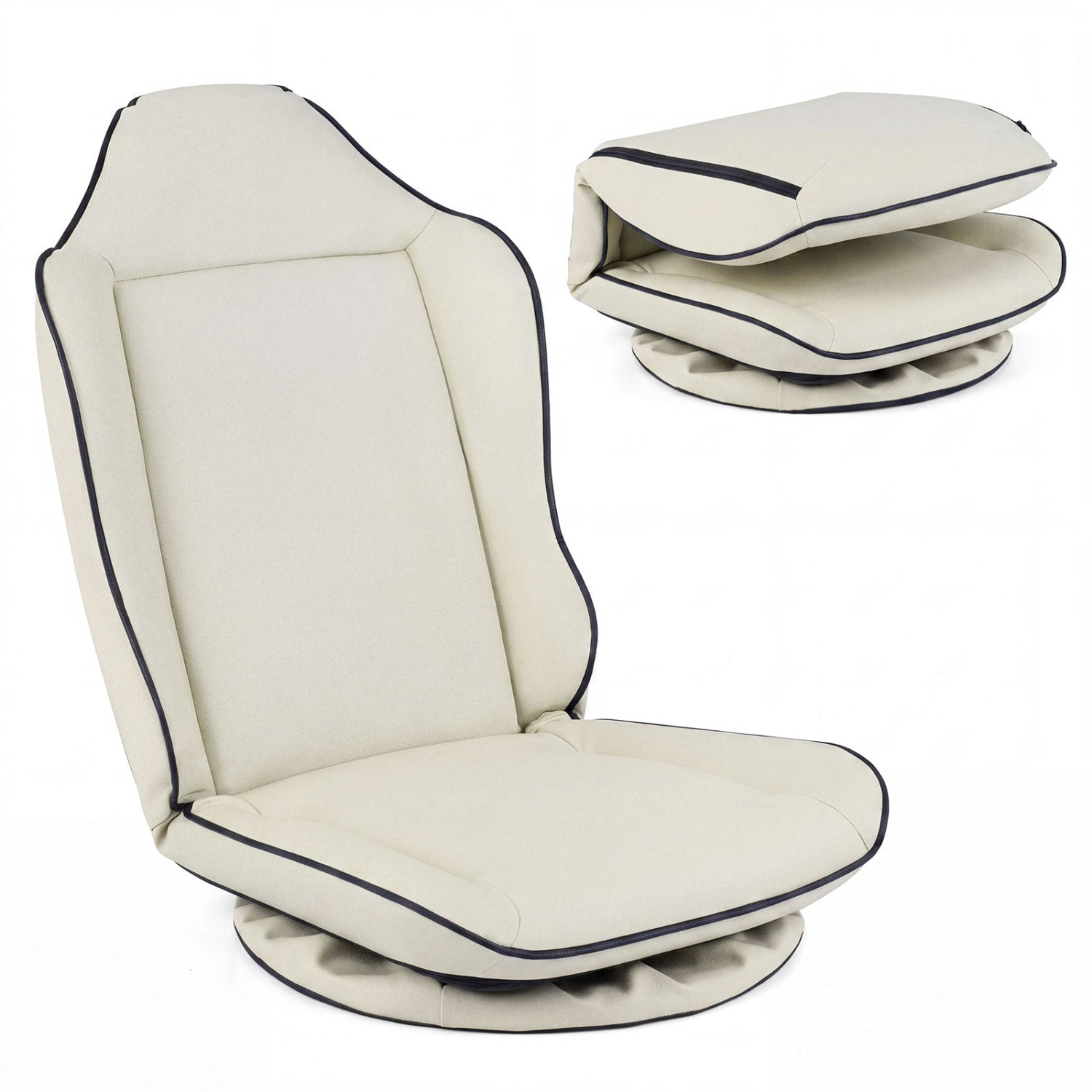 360° Swivel Floor Gaming Chair with 5-Level Adjustable Backrest-Beige