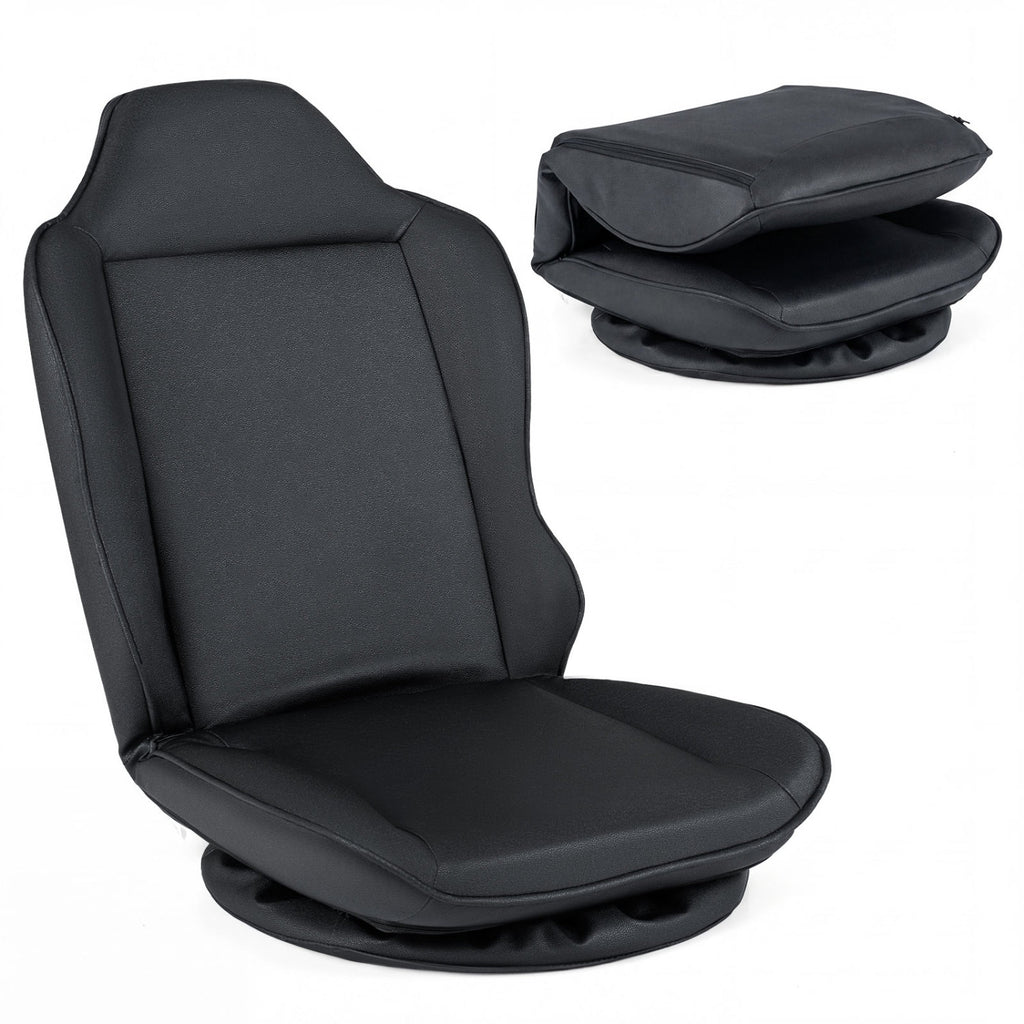 360° Swivel Floor Gaming Chair with 5-Level Adjustable Backrest-Black