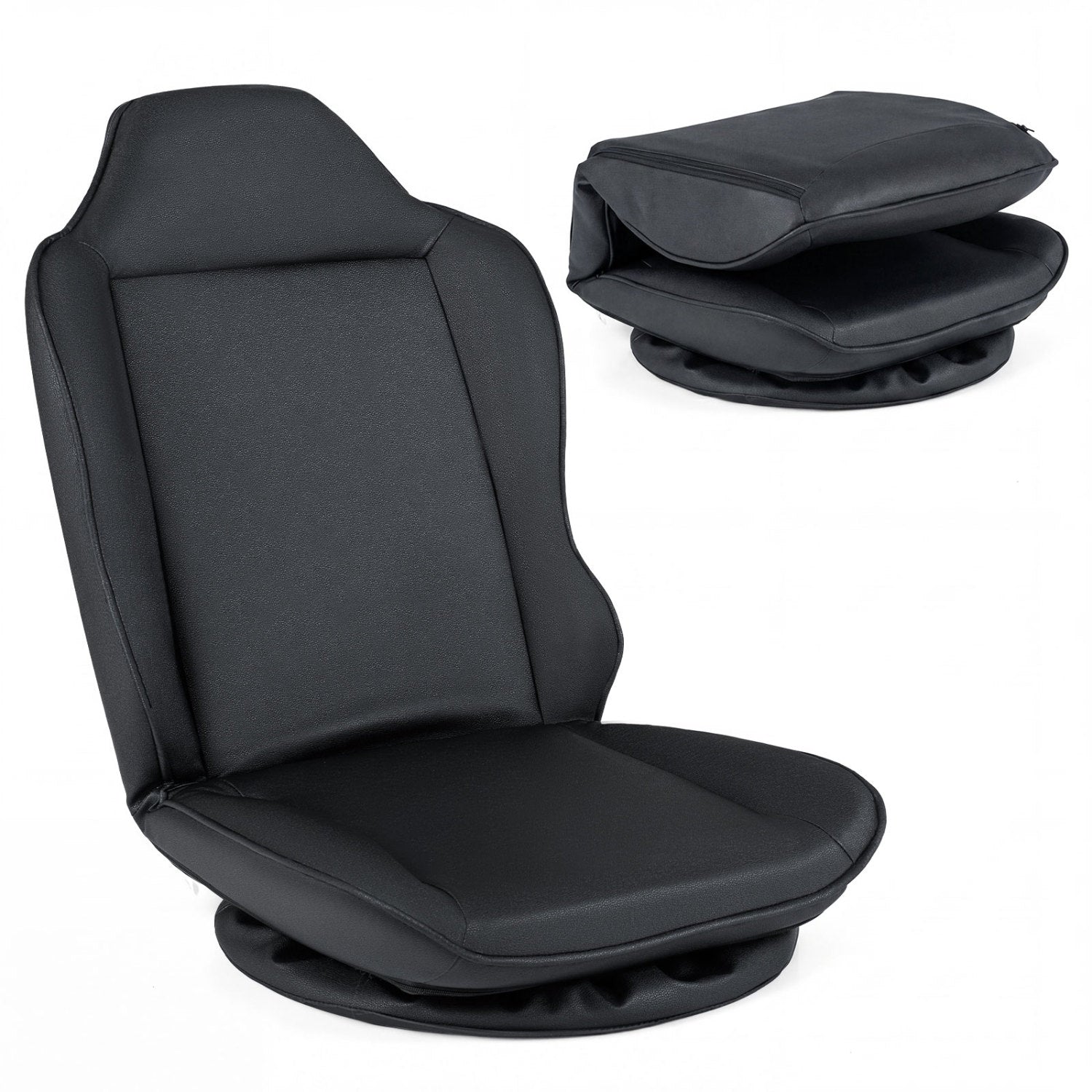 360° Swivel Floor Gaming Chair with 5-Level Adjustable Backrest-Black