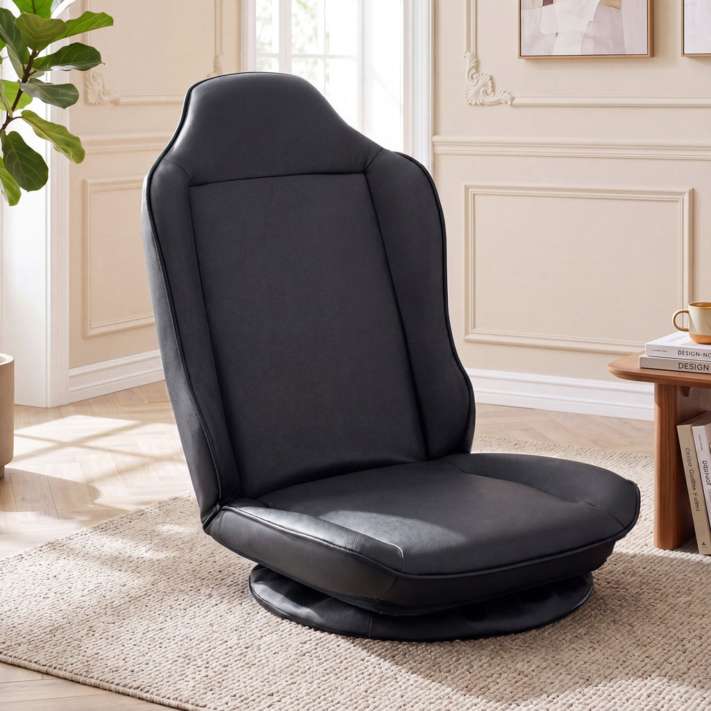 360° Swivel Floor Gaming Chair with 5-Level Adjustable Backrest-Black