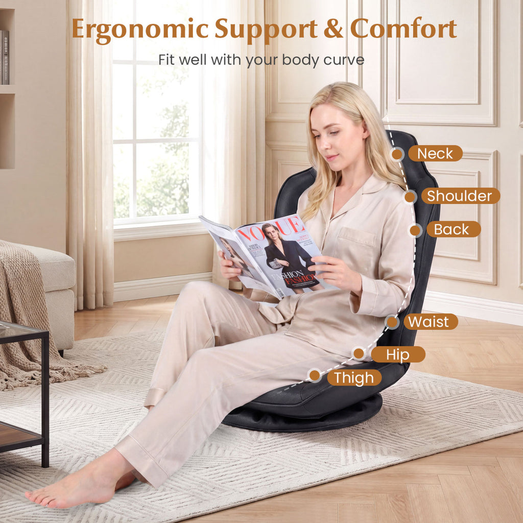 360° Swivel Floor Gaming Chair with 5-Level Adjustable Backrest-Black