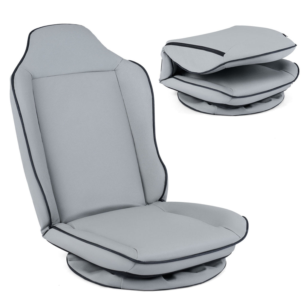 360° Swivel Floor Gaming Chair with 5-Level Adjustable Backrest-Gray
