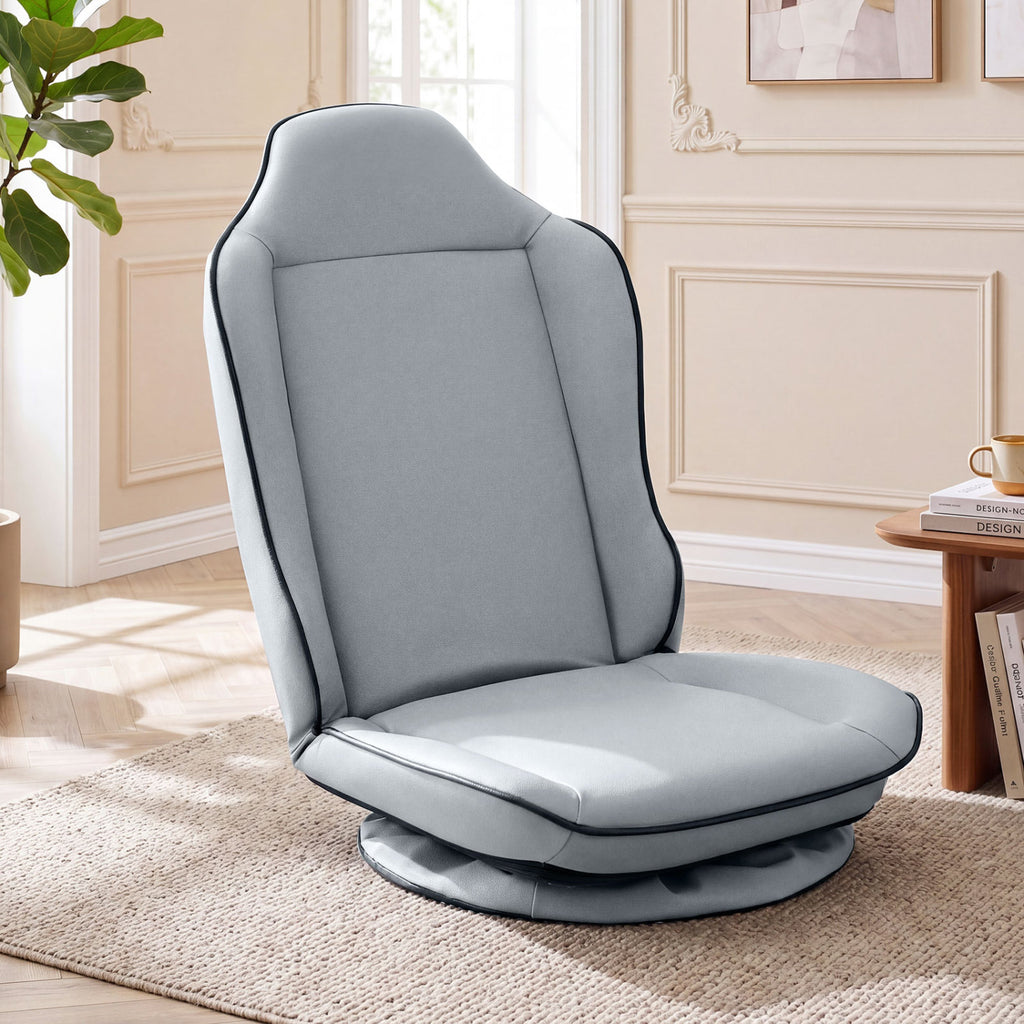 360° Swivel Floor Gaming Chair with 5-Level Adjustable Backrest-Gray
