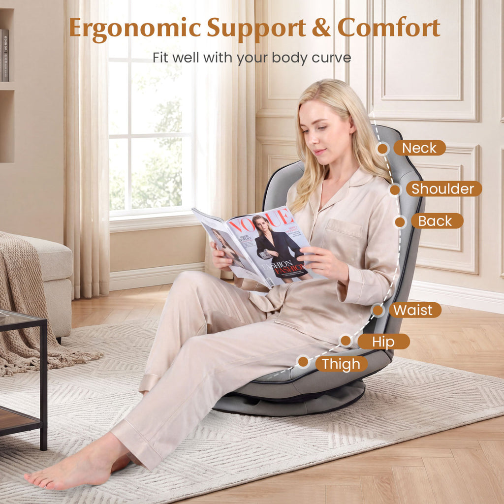 360° Swivel Floor Gaming Chair with 5-Level Adjustable Backrest-Gray