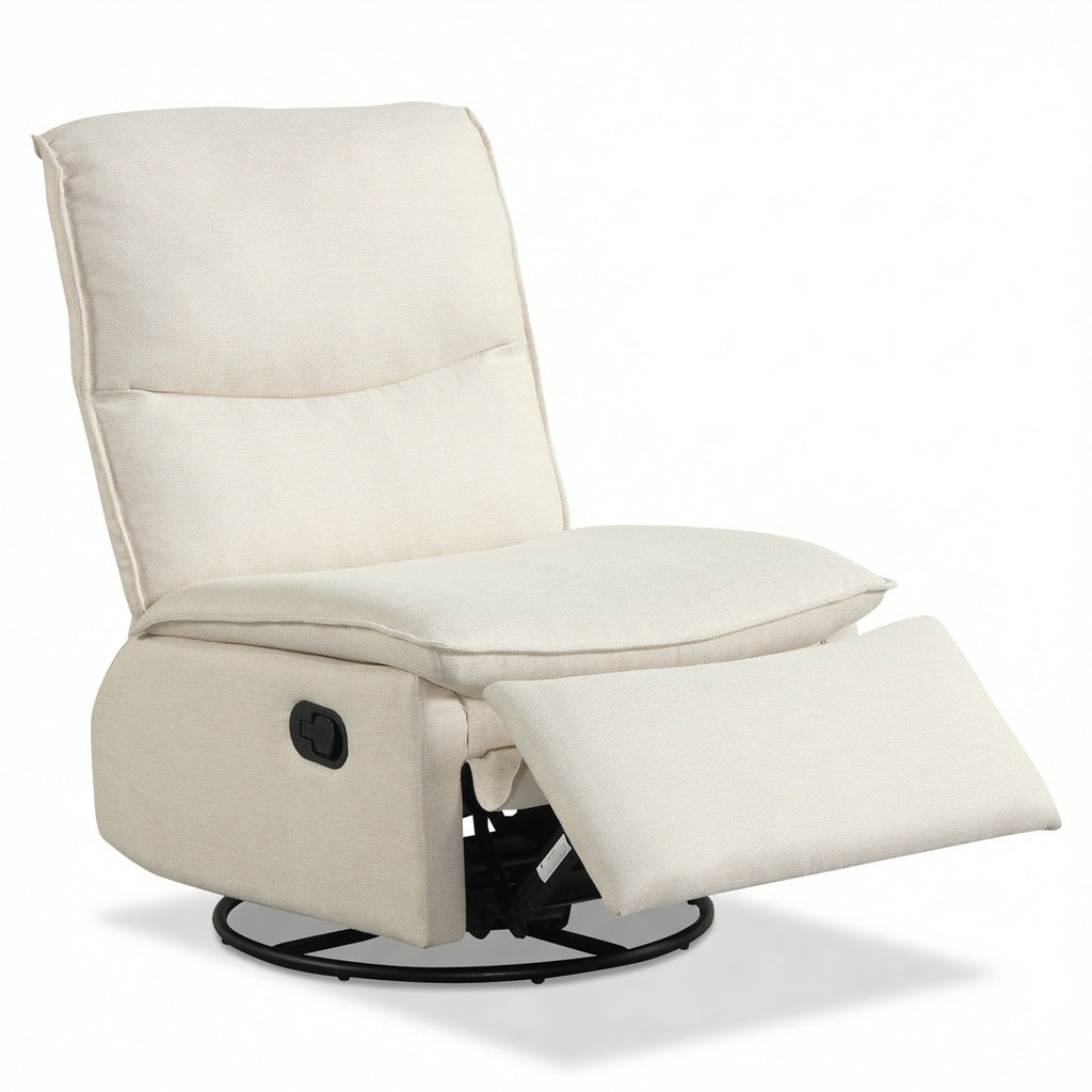 360° Swivel Rocking Chair with Cushioned Back for Living Room-Beige