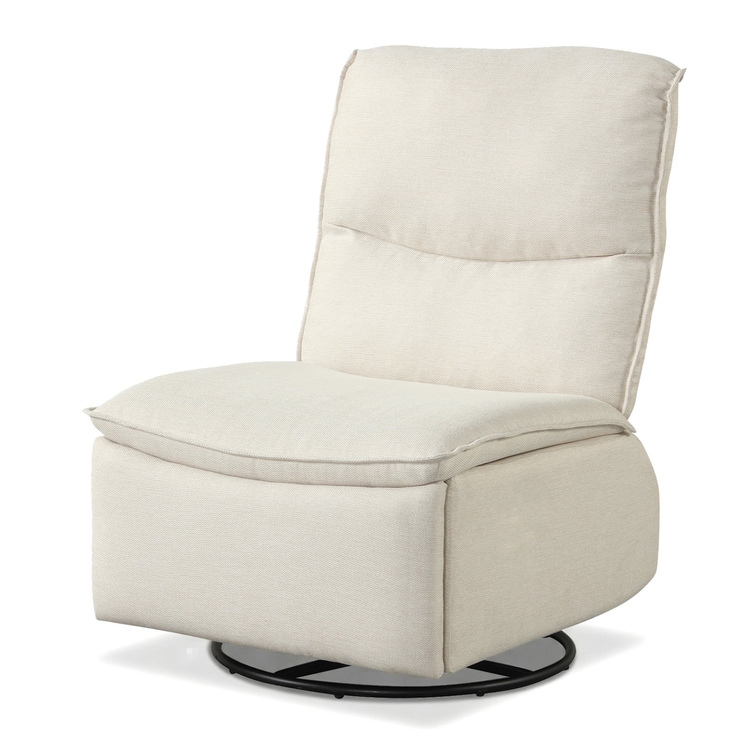 360° Swivel Rocking Chair with Cushioned Back for Living Room-Beige