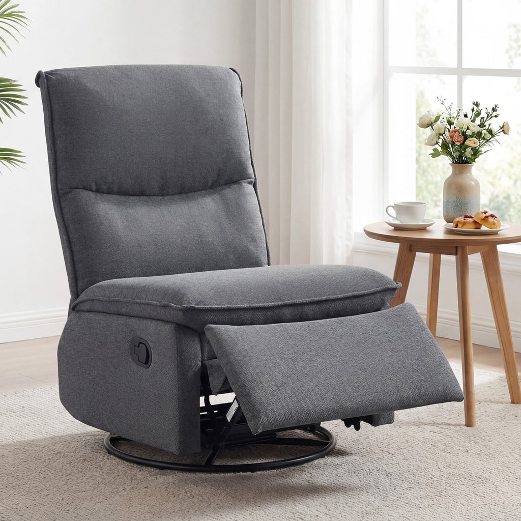 360° Swivel Rocking Chair with Cushioned Back for Living Room-Gray