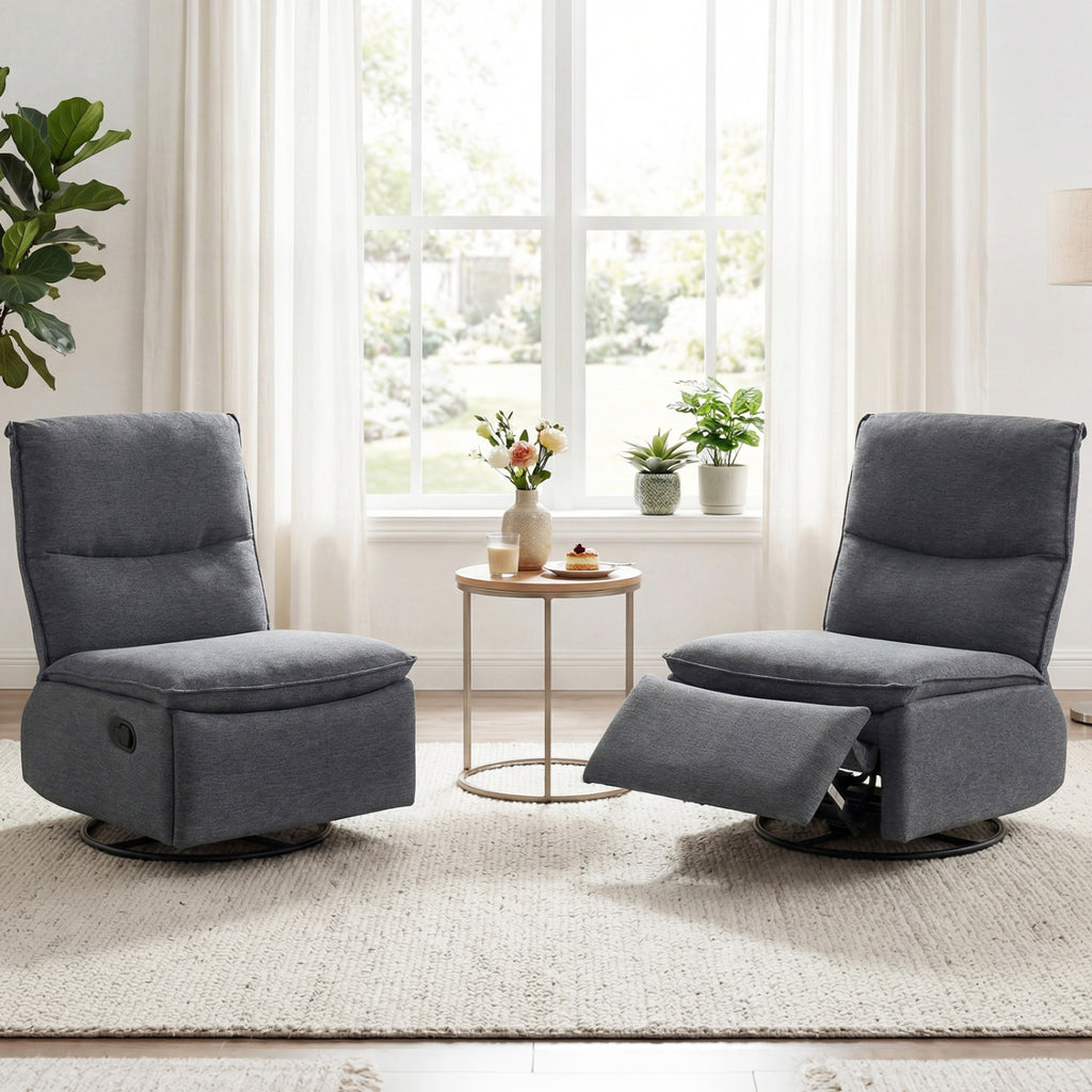 360° Swivel Rocking Chair with Cushioned Back for Living Room-Gray