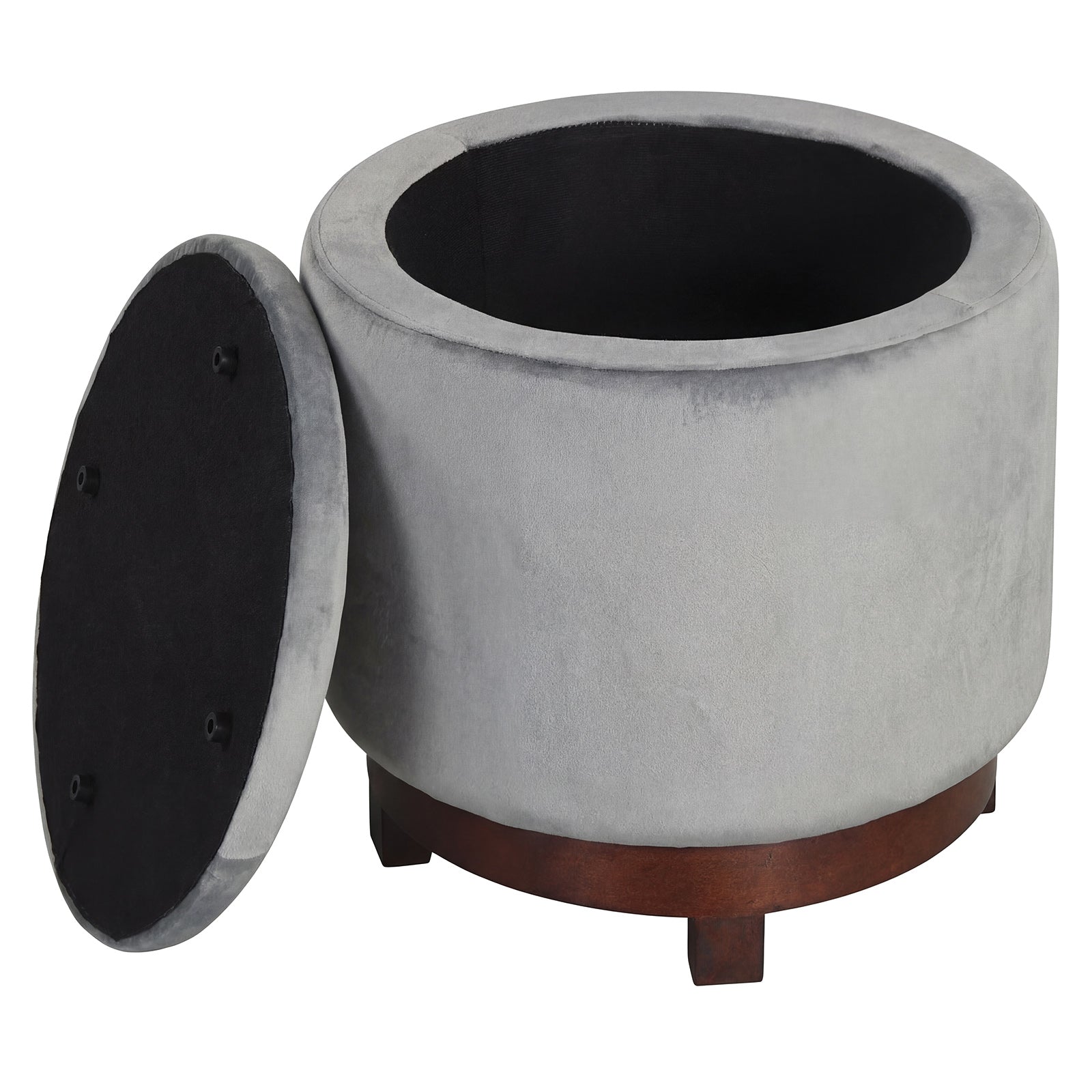 360° Swivel Velvet Foot Rest with Hidden Storage for Living Room-Gray