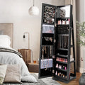 360Â° Rotatable 2-in-1 Lockable Jewelry Cabinet with Full-Length Mirror-Black Costway