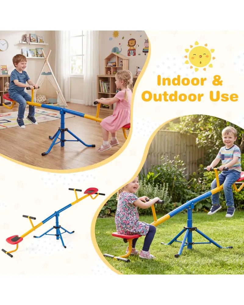 360Â°Rotation Kids Seesaw Swivel Teeter Totter Playground Equipment - Black - Seesaws