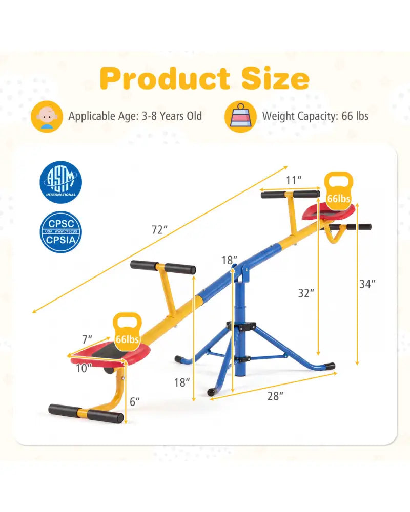 360Â°Rotation Kids Seesaw Swivel Teeter Totter Playground Equipment - Black - Seesaws