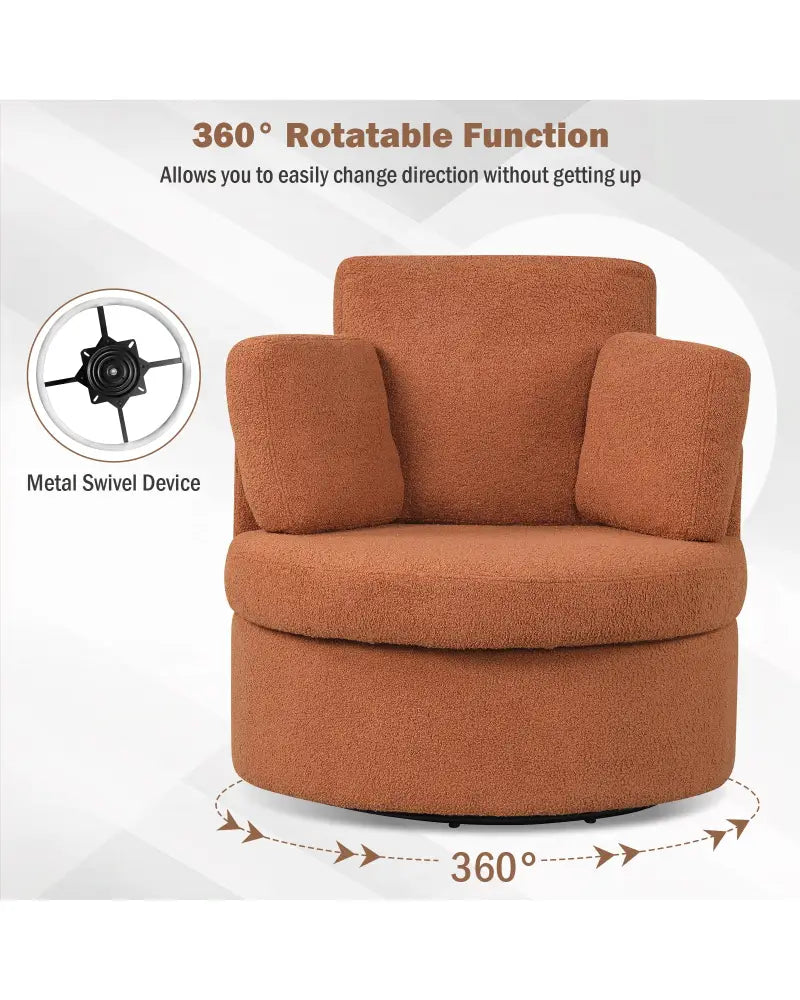 360Â° Swivel Accent Chair with Half Moon Storage Ottoman-Light Brown - Light Brown - Accent Chairs
