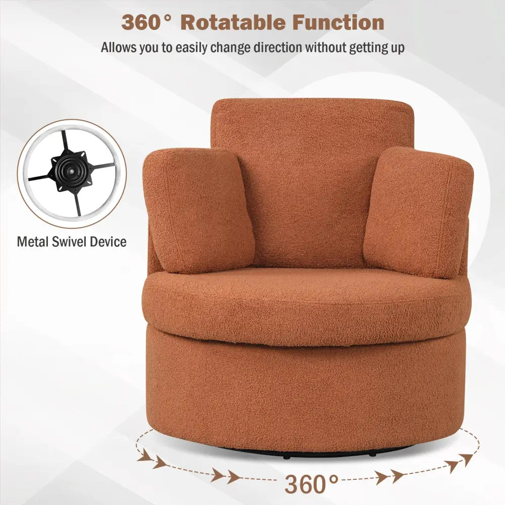 360Â° Swivel Accent Chair with Half Moon Storage Ottoman-Light Brown - Light Brown - Accent Chairs