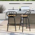 360Â° Swivel Bar Stool Set of 2 with Footrest and Backrest-Balck & Natural Costway