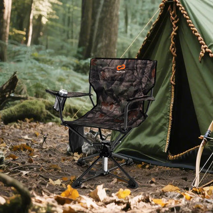 360Â° Swivel Hunting Chair Portable Foldable Hunting Chair with Mesh Cup Holder and Storage Pockets-Camouflage
