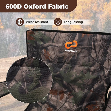 360Â° Swivel Hunting Chair Portable Foldable Hunting Chair with Mesh Cup Holder and Storage Pockets-Camouflage