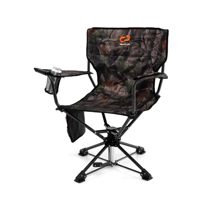 360Â° Swivel Hunting Chair Portable Foldable Hunting Chair with Mesh Cup Holder and Storage Pockets-Camouflage