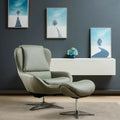 360Â° Swivel Leather Lounge Chair with Ottoman and Aluminum Alloy Base-Gray - Gray - Accent Chairs