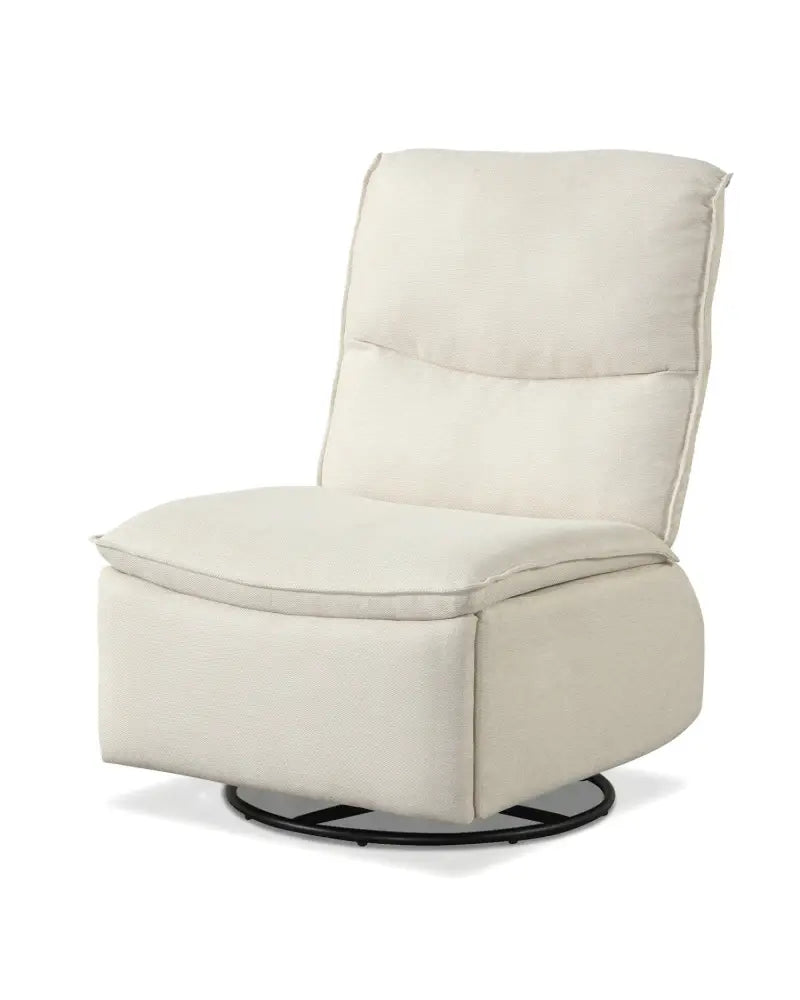 360Â° Swivel Rocking Chair with Cushioned Back for Living Room-Beige - Beige - Recliners