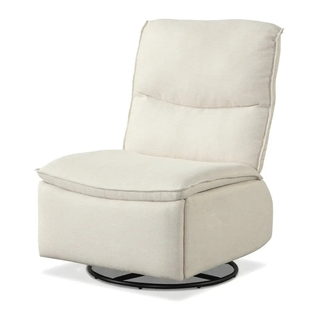 360Â° Swivel Rocking Chair with Cushioned Back for Living Room-Beige - Beige - Recliners