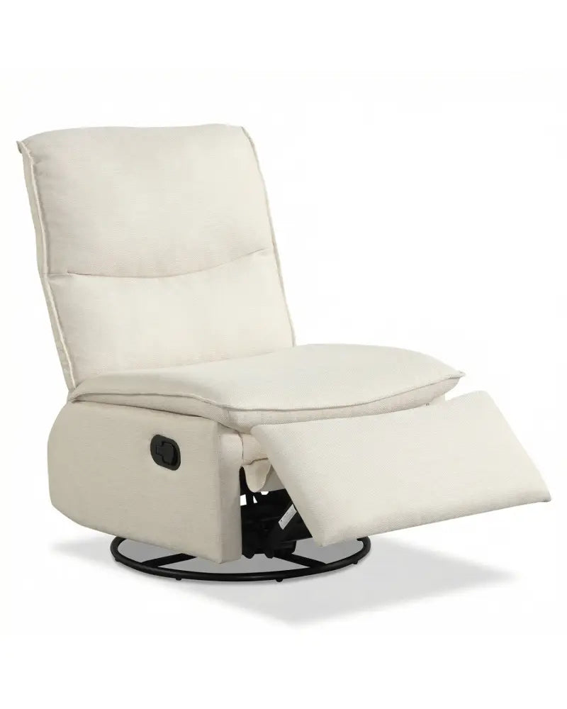 360Â° Swivel Rocking Chair with Cushioned Back for Living Room-Beige - Beige - Recliners