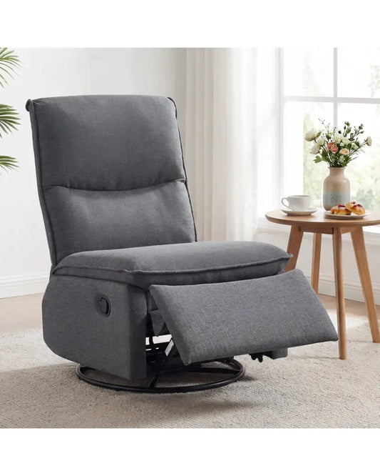 360Â° Swivel Rocking Chair with Cushioned Back for Living Room-Gray - Gray - Recliners