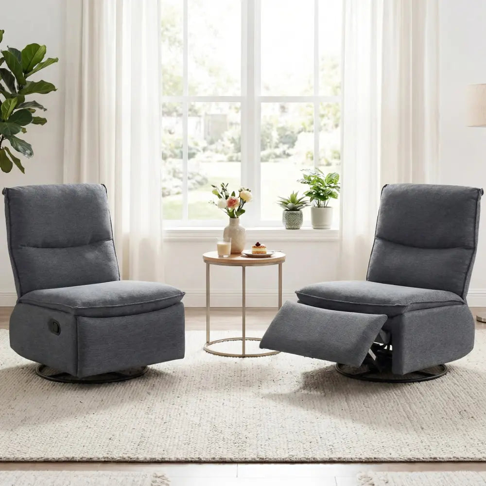 360Â° Swivel Rocking Chair with Cushioned Back for Living Room-Gray - Gray - Recliners
