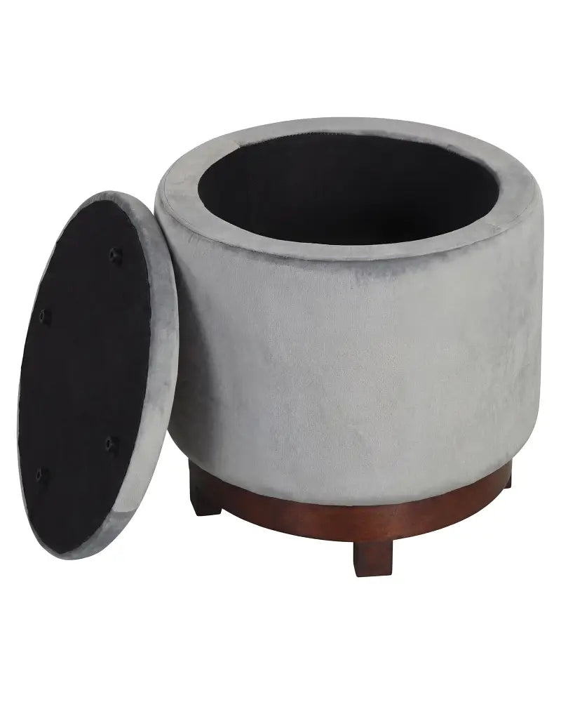 360Â° Swivel Velvet Foot Rest with Hidden Storage for Living Room-Gray - Gray - Ottomans