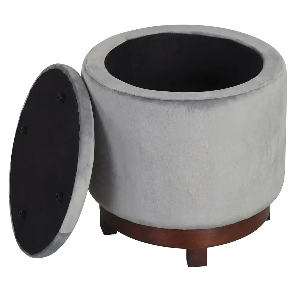 360Â° Swivel Velvet Foot Rest with Hidden Storage for Living Room-Gray - Gray - Ottomans