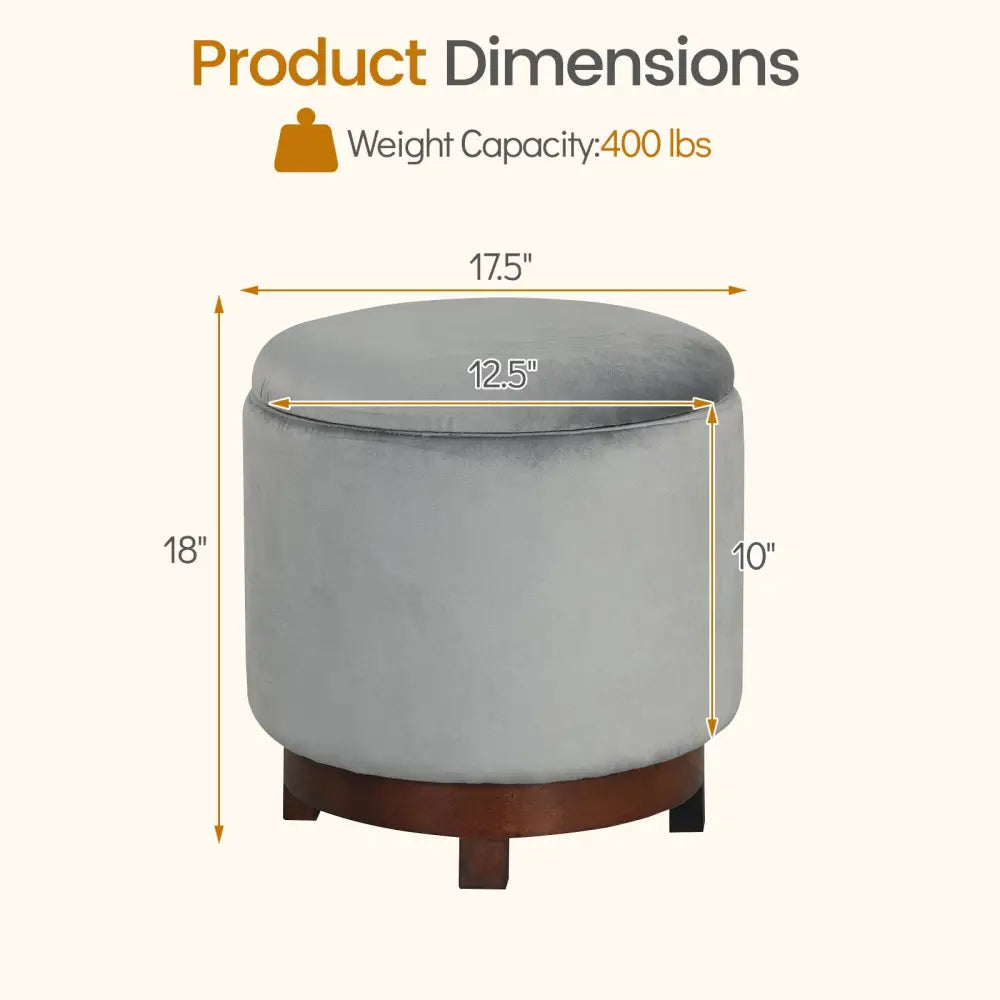 360Â° Swivel Velvet Foot Rest with Hidden Storage for Living Room-Gray - Gray - Ottomans