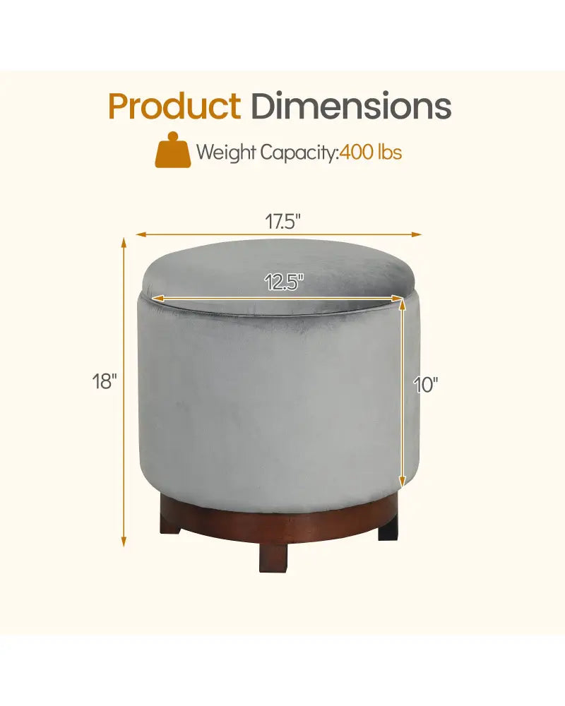360Â° Swivel Velvet Foot Rest with Hidden Storage for Living Room-Gray - Gray - Ottomans